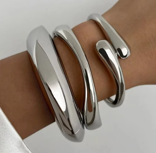 3-Piece Chunky Water Drop Cuff Bracelet Set