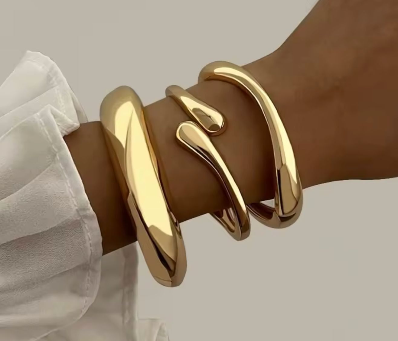 3-Piece Chunky Water Drop Cuff Bracelet Set