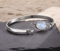 Vintage 925 Sterling Silver Oval Moonstone Bangle