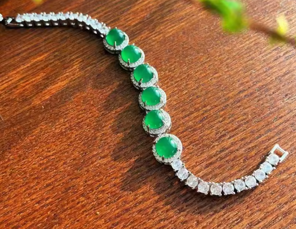 Natural High-Ice White Agate & Jade Bracelet Set