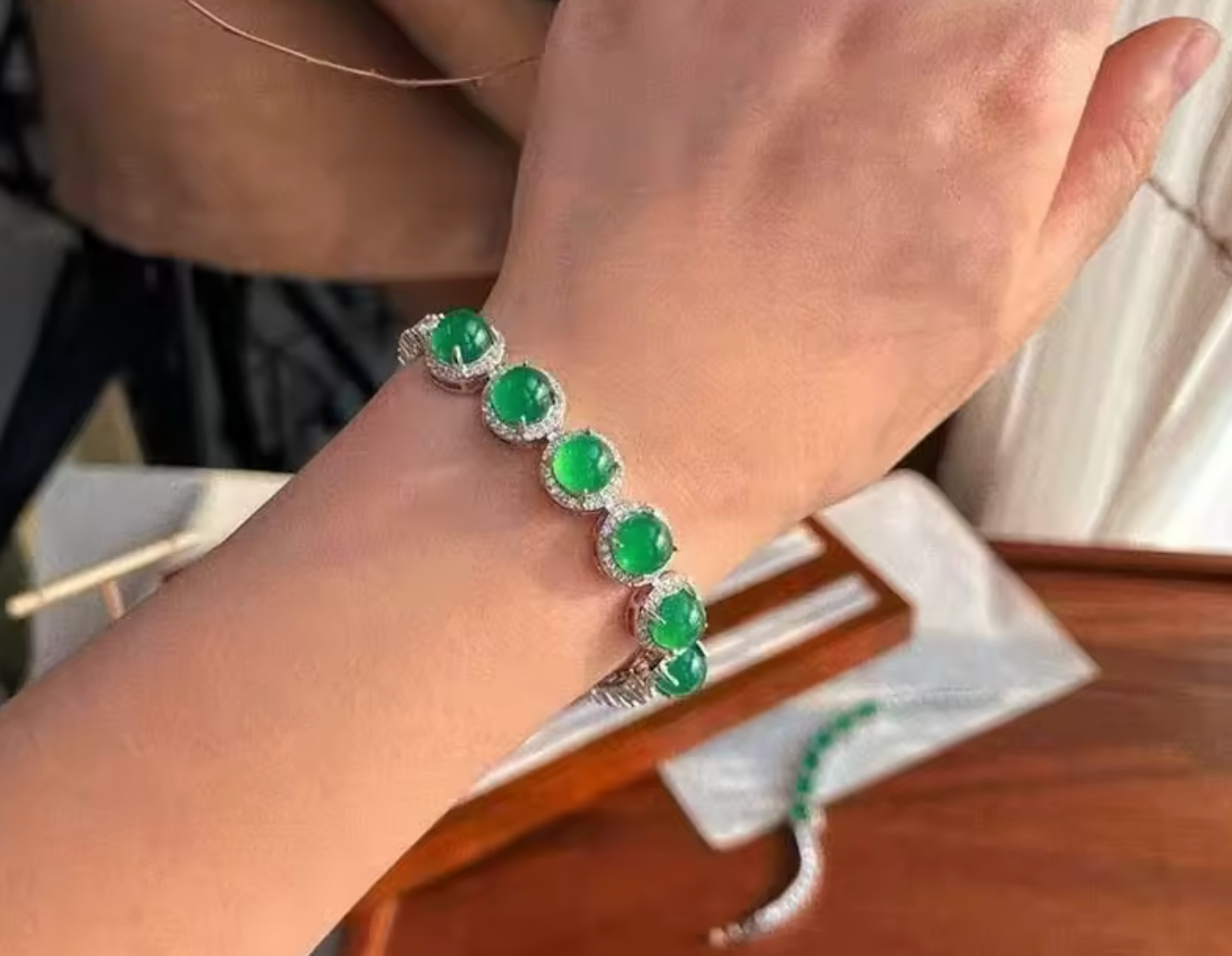 Natural High-Ice White Agate & Jade Bracelet Set