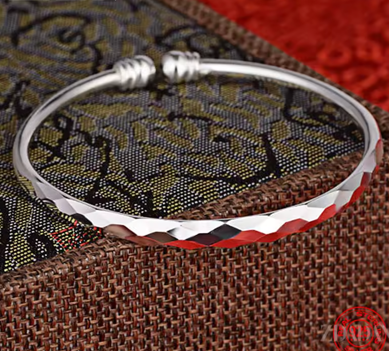 925 Sterling Silver Open Bangle Bracelet for Women