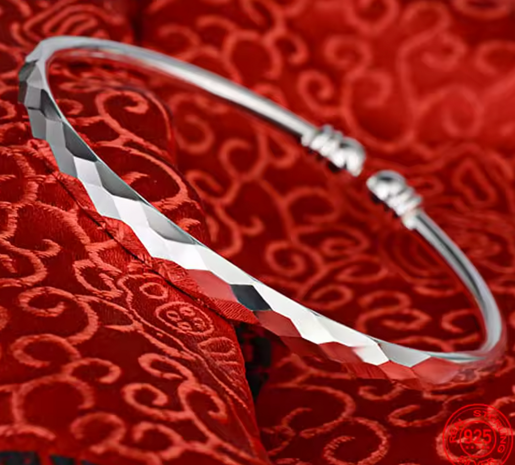 925 Sterling Silver Open Bangle Bracelet for Women