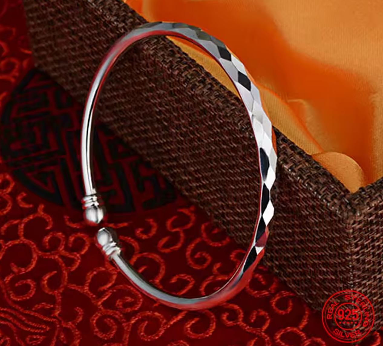 925 Sterling Silver Open Bangle Bracelet for Women