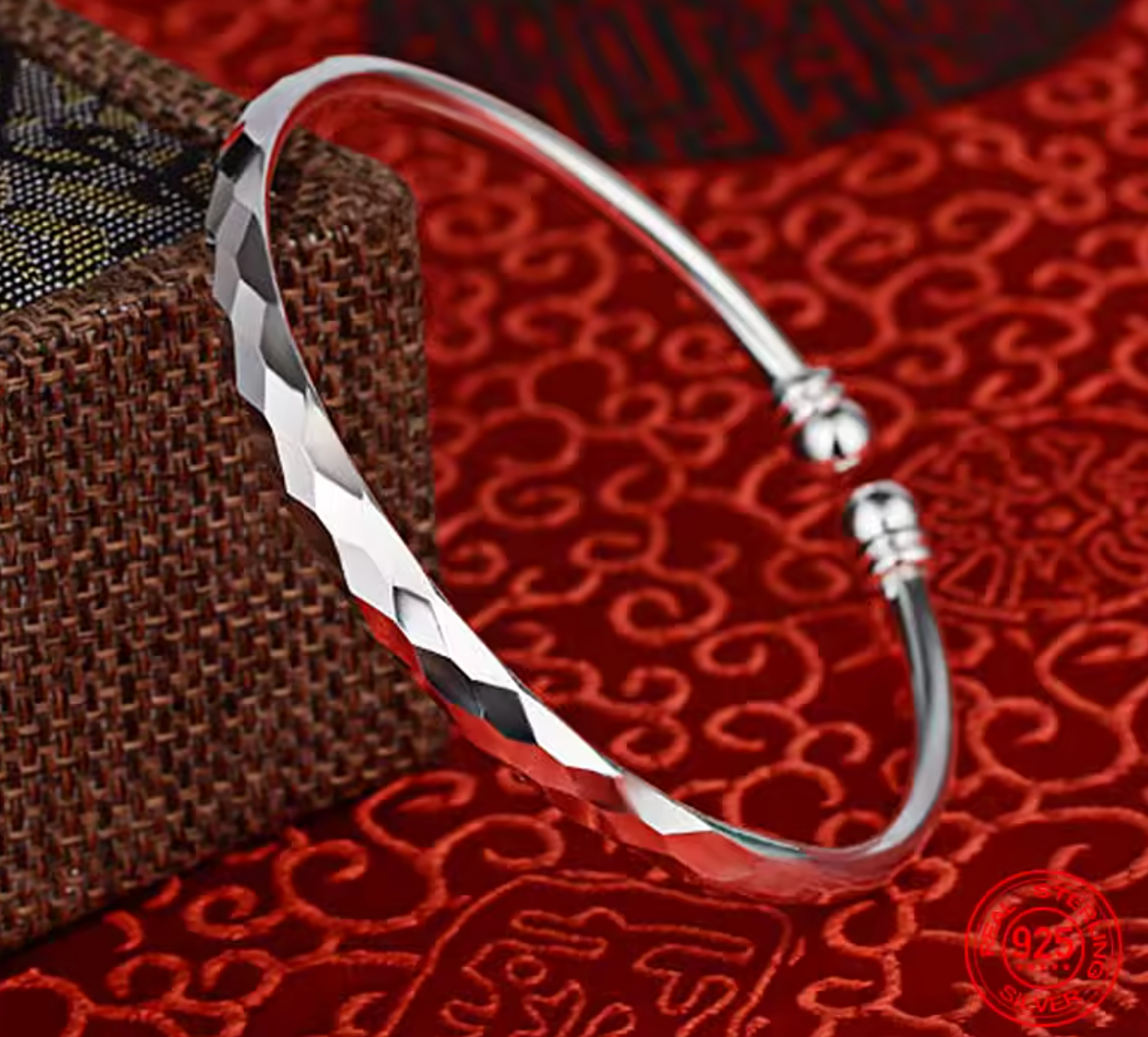 925 Sterling Silver Open Bangle Bracelet for Women