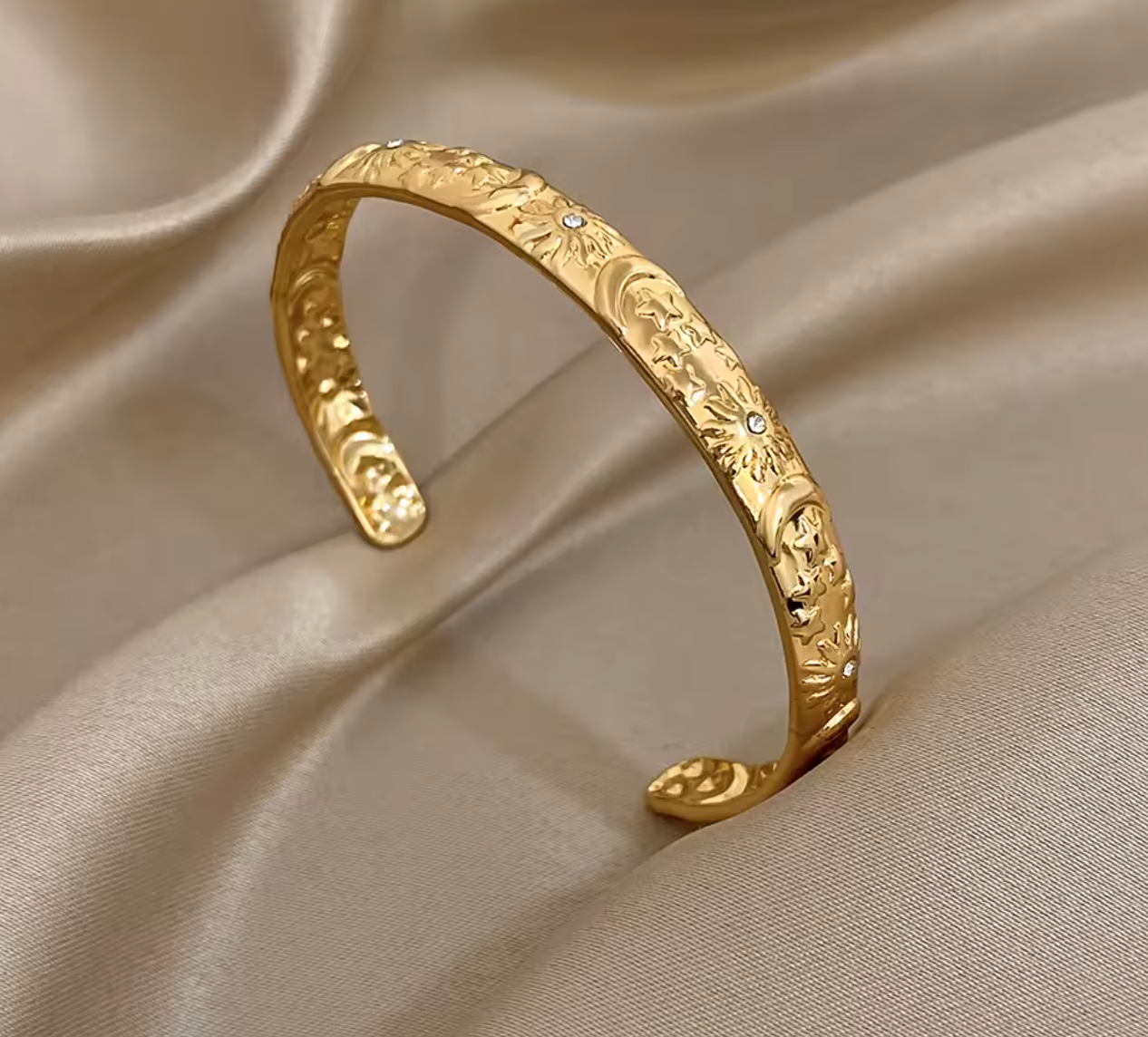 Vintage Sun, Star & Moon Cuff Bracelet