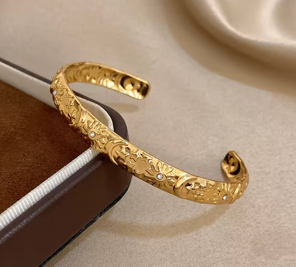 Vintage Sun, Star & Moon Cuff Bracelet