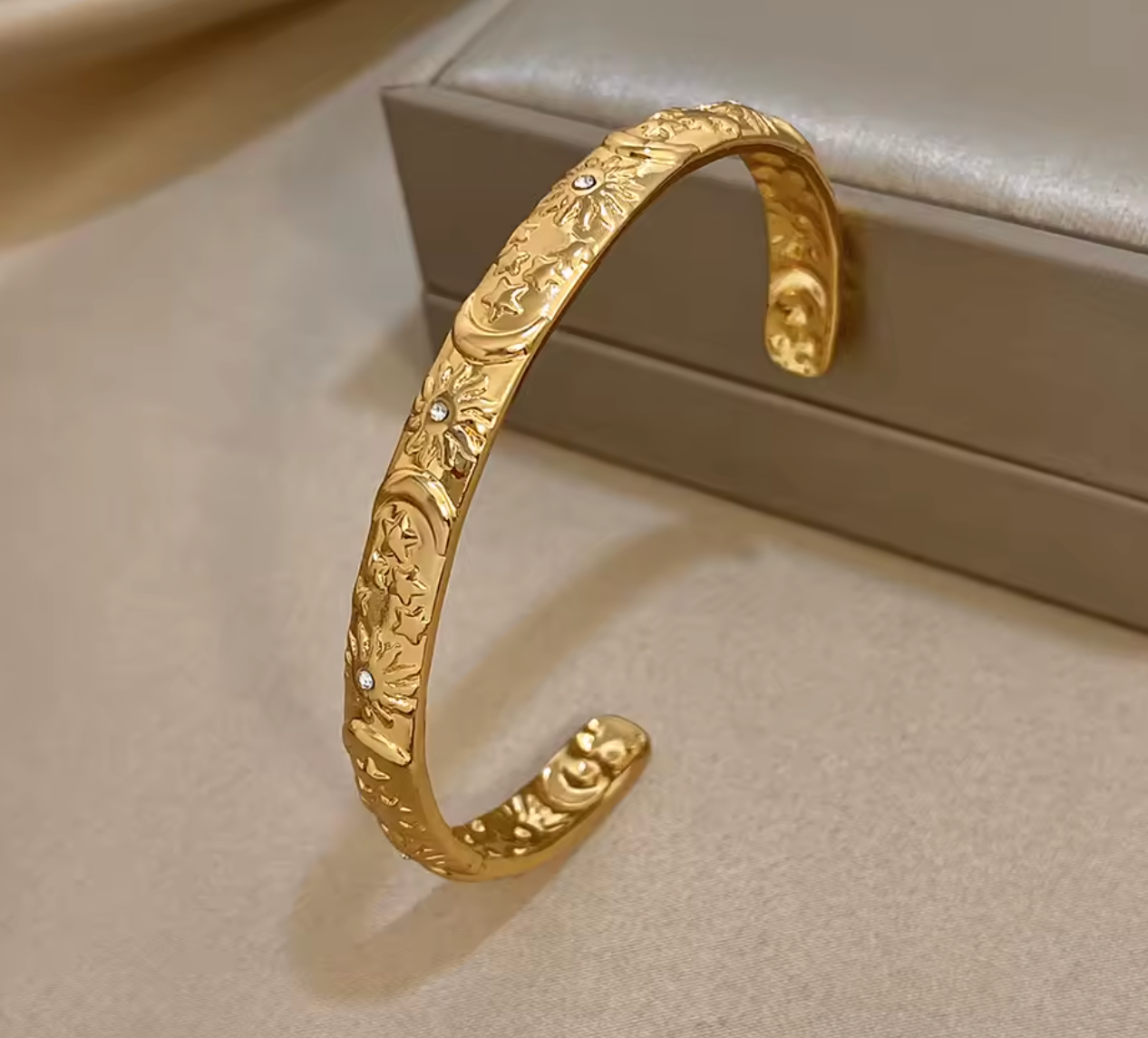 Vintage Sun, Star & Moon Cuff Bracelet