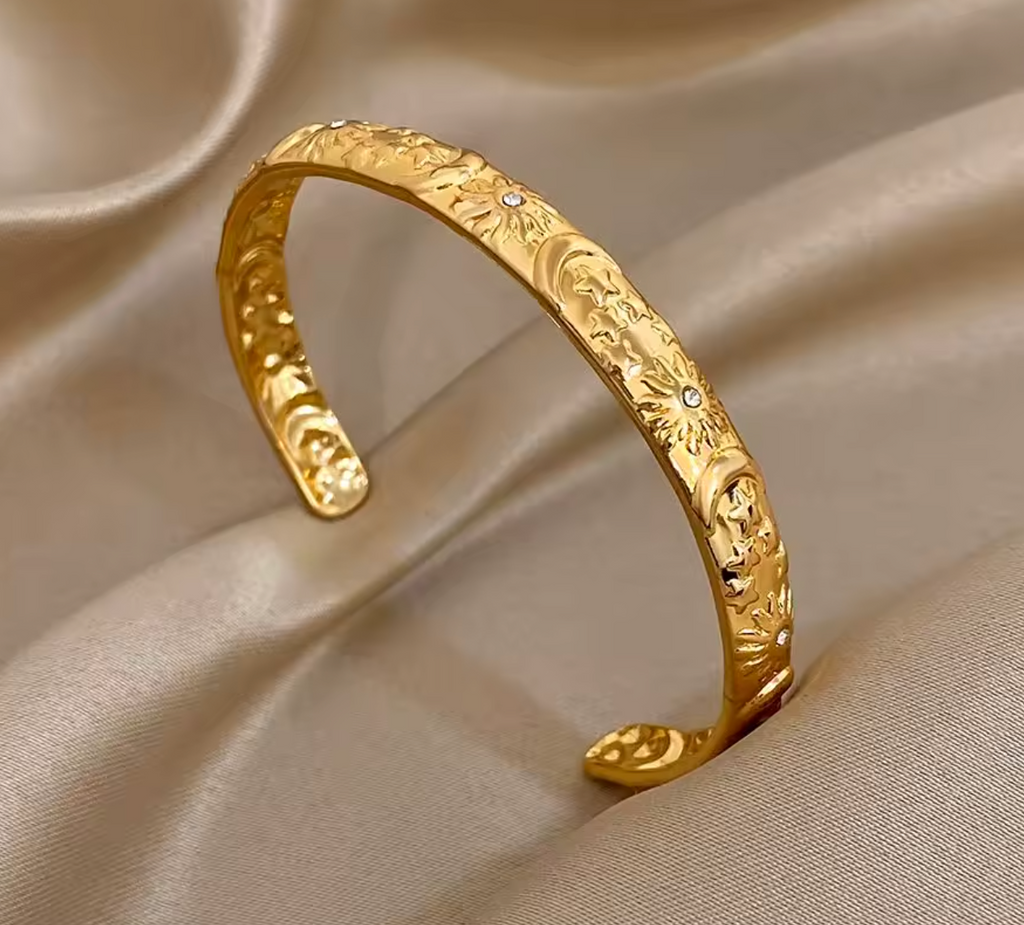 Vintage Sun, Star & Moon Cuff Bracelet