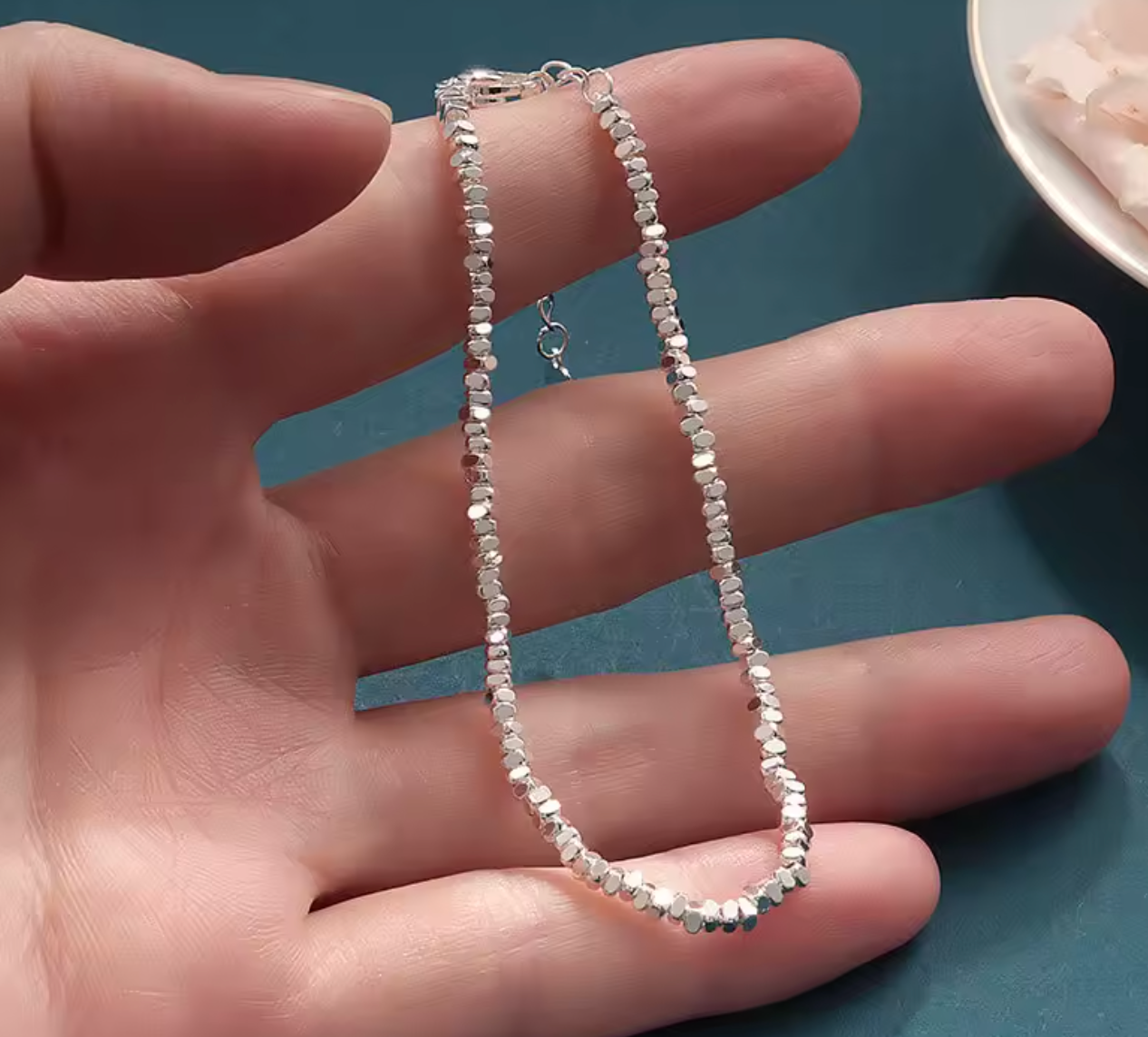 925 Sterling Silver Irregular Chain Bracelet for Women