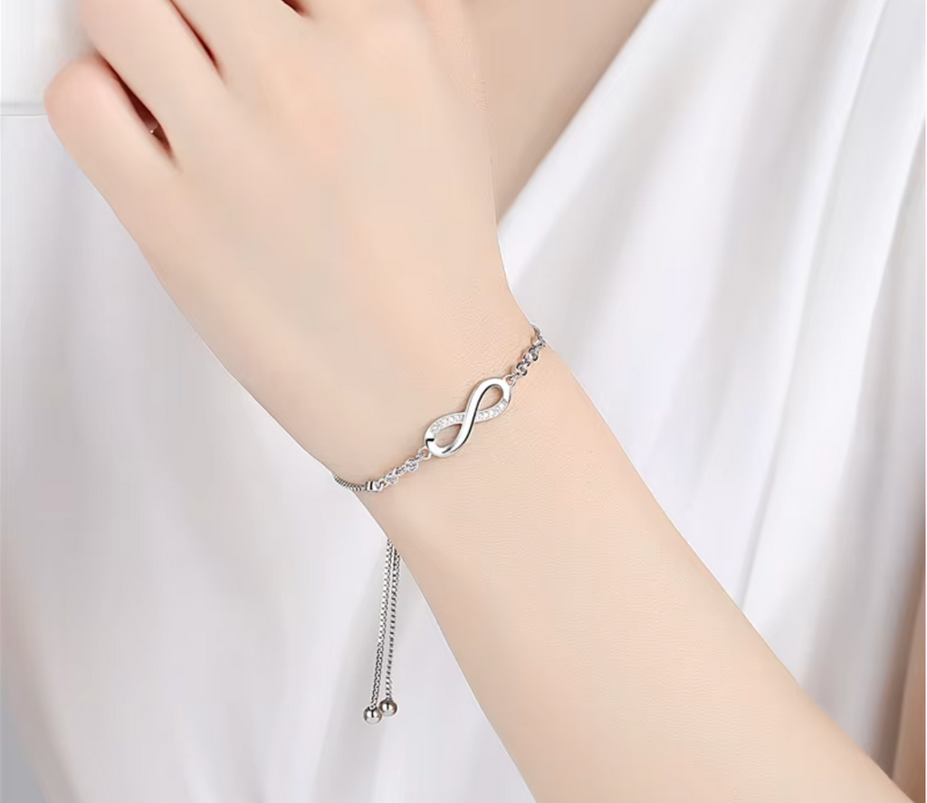 Fine 925 Sterling Silver Crystal Knot Bracelet for Women