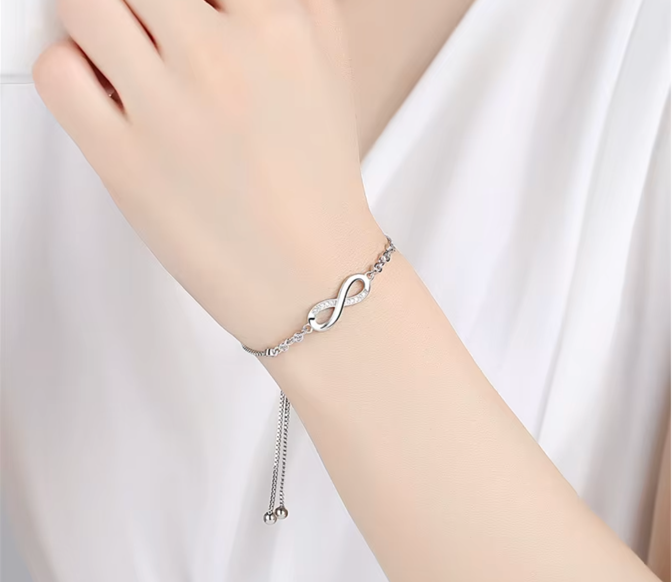 Fine 925 Sterling Silver Crystal Knot Bracelet for Women