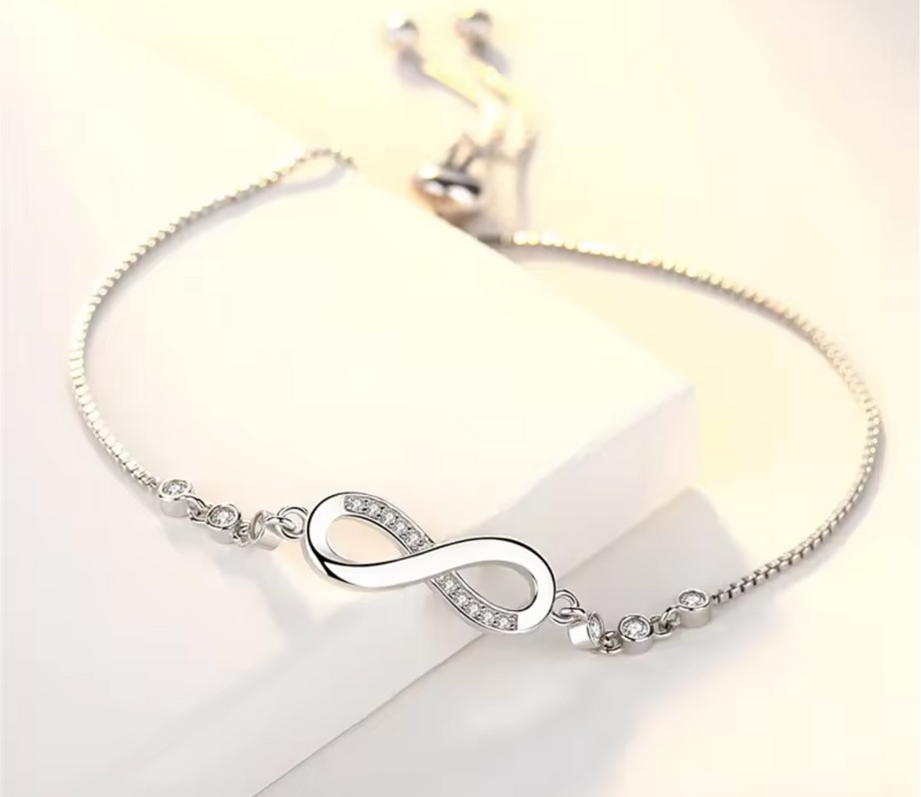 Fine 925 Sterling Silver Crystal Knot Bracelet for Women