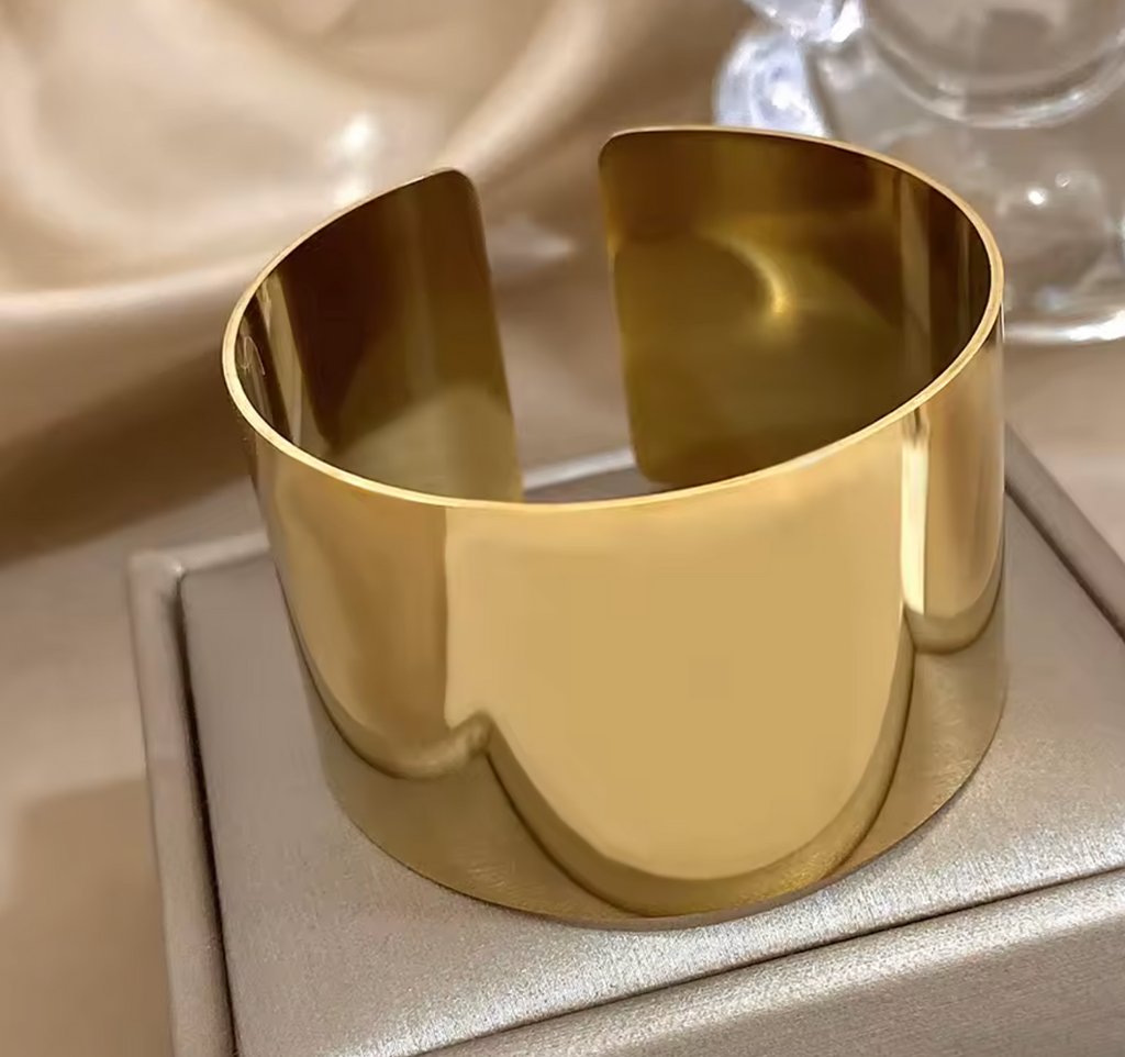 Stainless Steel Wide Chunky Cuff Bangle for Women