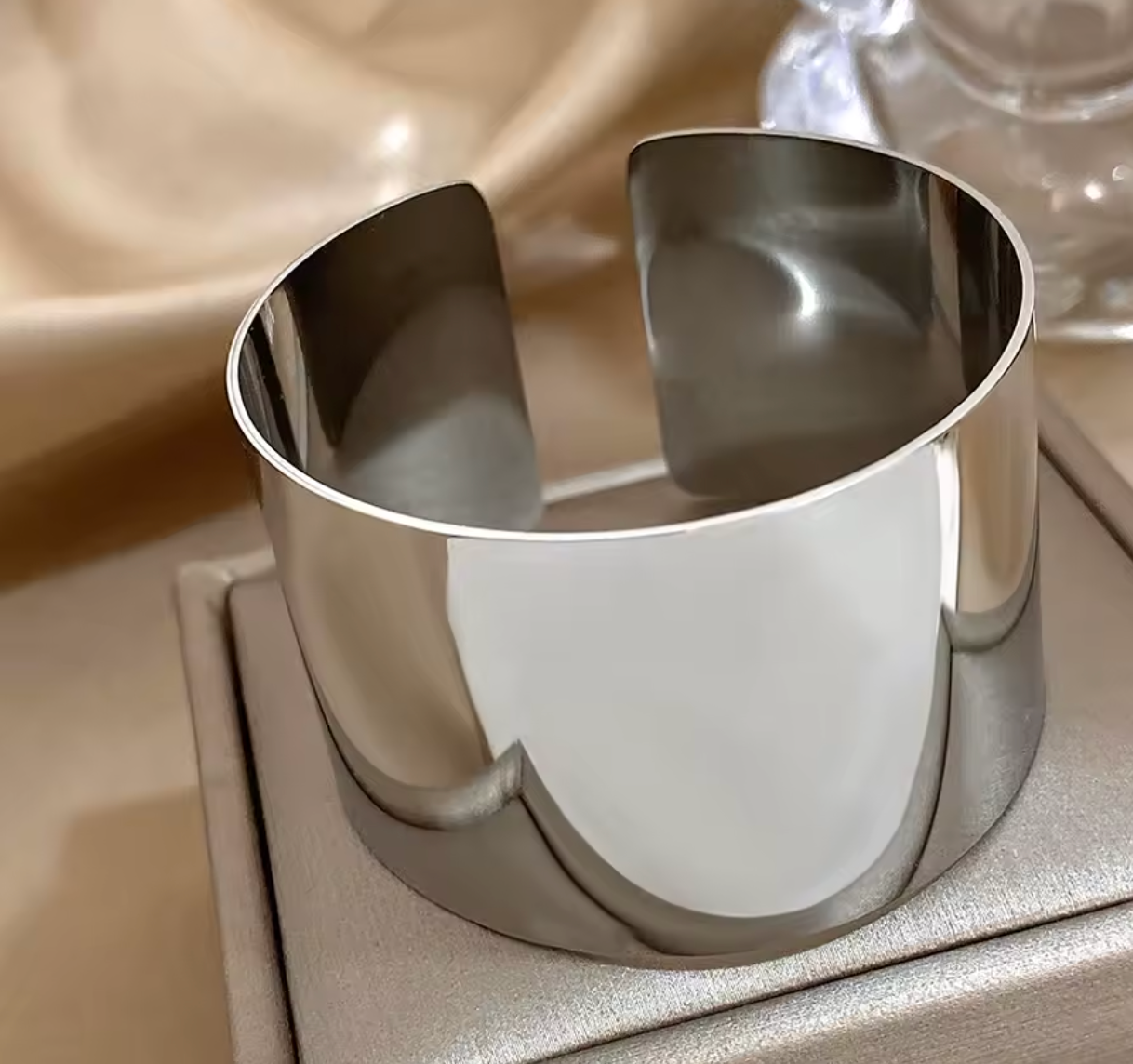 Stainless Steel Wide Chunky Cuff Bangle for Women