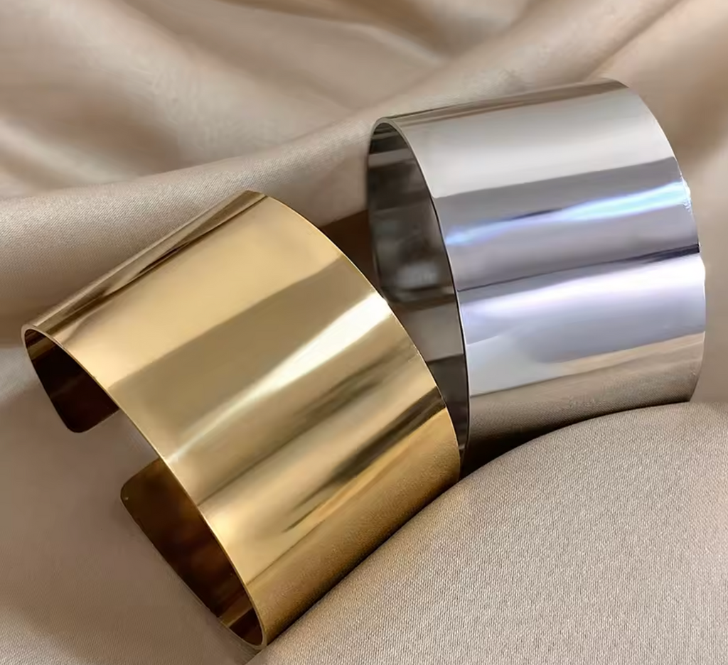 Stainless Steel Wide Chunky Cuff Bangle for Women