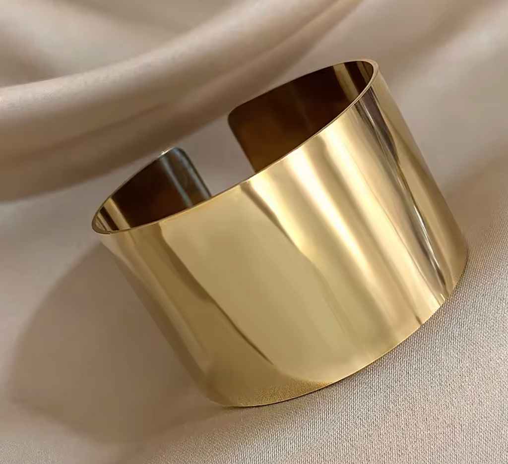 Stainless Steel Wide Chunky Cuff Bangle for Women