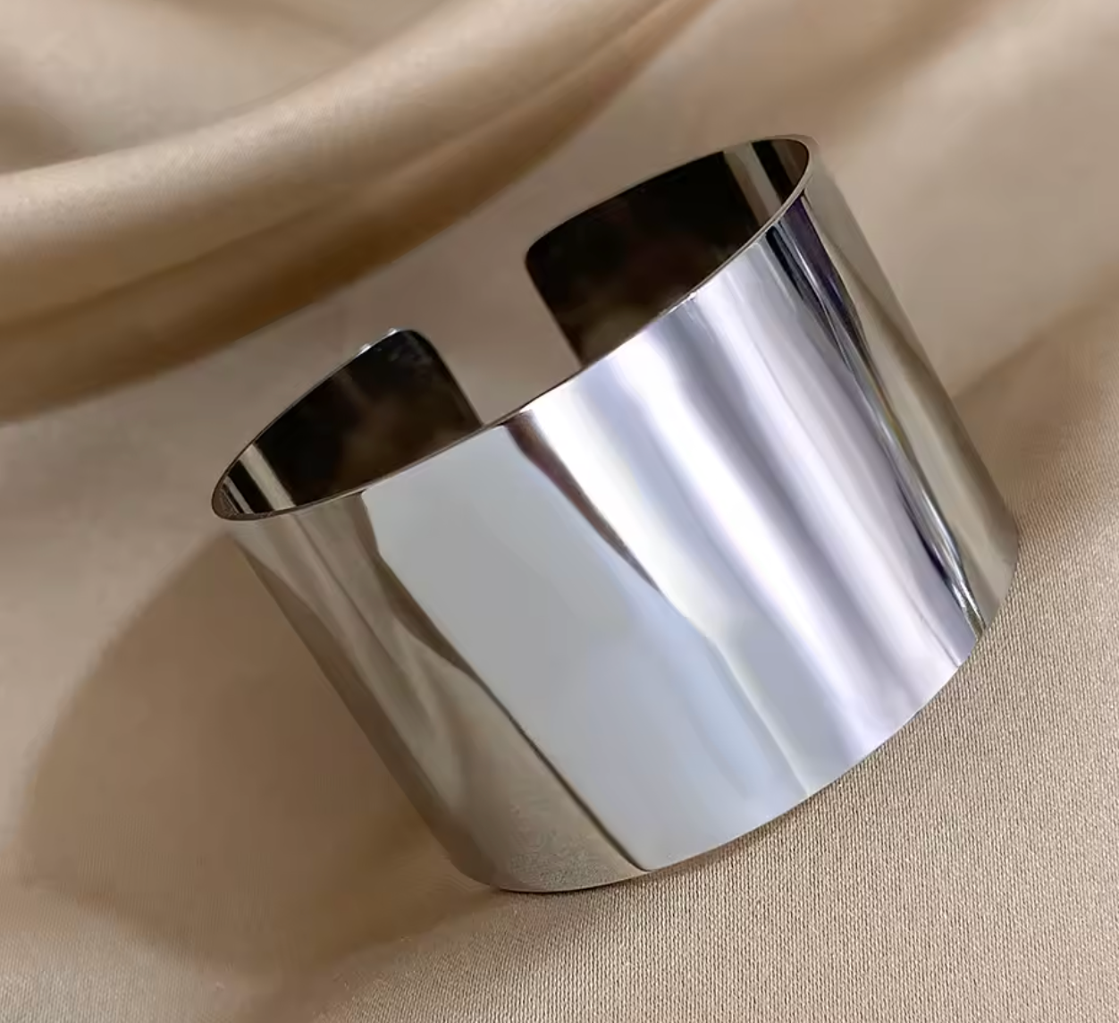 Stainless Steel Wide Chunky Cuff Bangle for Women