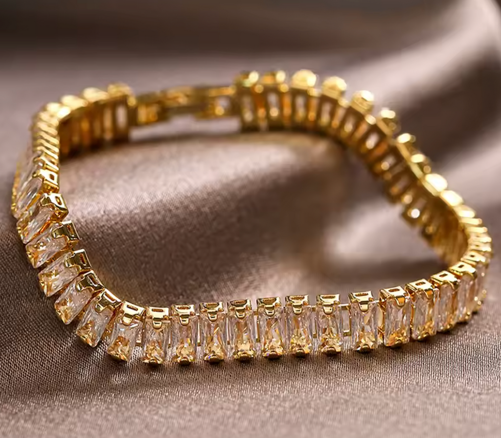 Korean Style Rectangle Zircon Tennis Bracelet for Women