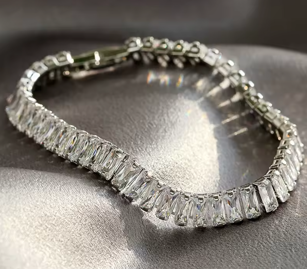 Korean Style Rectangle Zircon Tennis Bracelet for Women