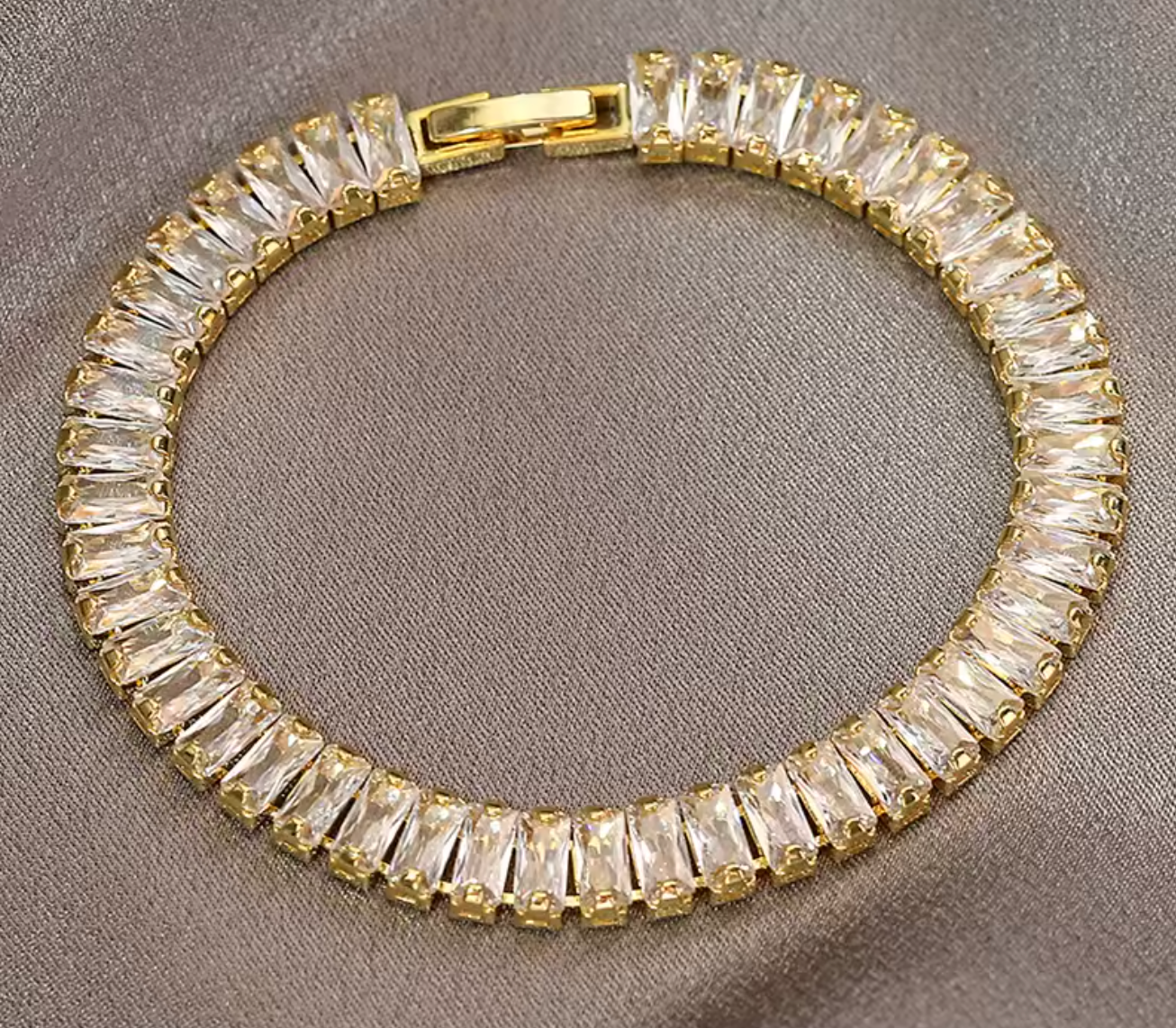 Korean Style Rectangle Zircon Tennis Bracelet for Women