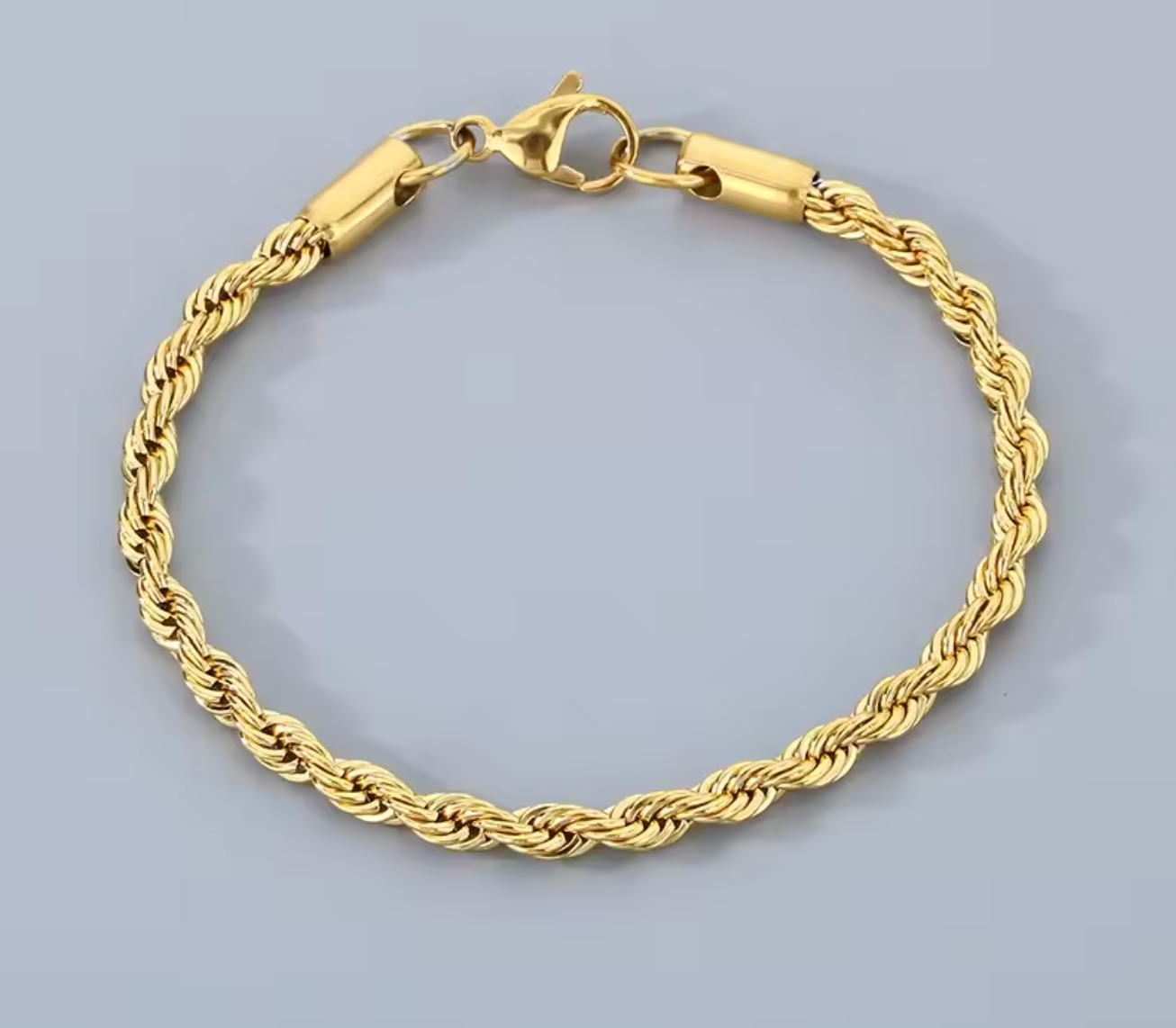 18K Gold Plated 925 Sterling Silver 4MM Chain Bracelet