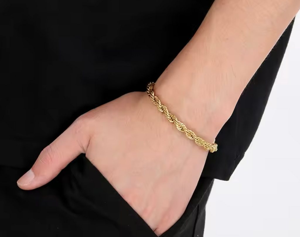 18K Gold Plated 925 Sterling Silver 4MM Chain Bracelet