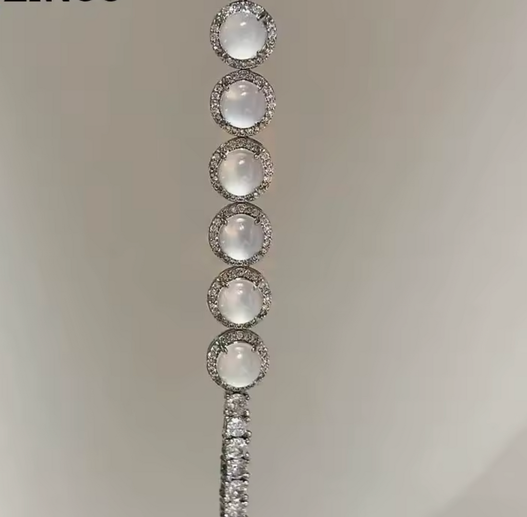 Natural High-Ice White Agate & Jade Bracelet Set